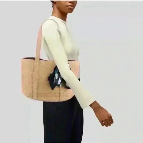 Draper James Everyday Straw Bag Tote Purse with Scarf Bow Travel Beach Preppy - Picture 7 of 15